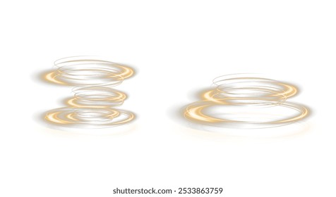 Festive gold stripe on white background. gold curl twirl for the holidays. gold colored curve rope. Vector png twirl, line, curve, rope, stripe design element.