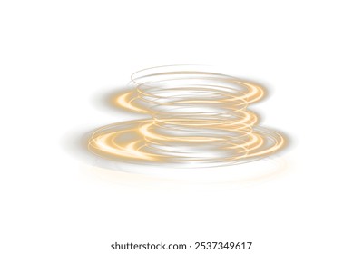 Festive gold stripe on white background. gold curl twirl for the holidays. gold colored curve rope. Vector png twirl, line, curve, rope, stripe design element.	
