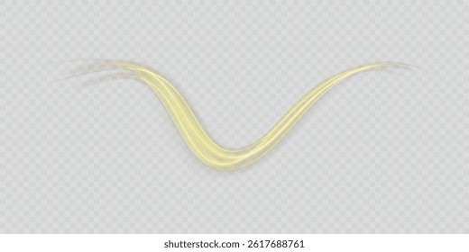 Festive gold stripe on white background. Yellow curl twirl png for the holidays. Gold colored curve rope. Vector png twirl, line, curve, rope, stripe design element. transparent background PNG
