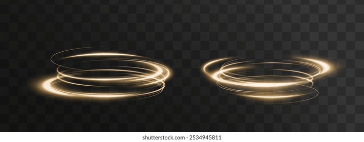 Festiva risca de espiral de ouro em fundo transparente. curva de ouro espiral para os feriados. corda curva de cor dourada. Vetor png girar, linha, curva, corda, faixa elemento de design.