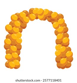 Festive golden balloon arch creating a celebratory entrance or backdrop