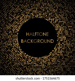 festive golden banner in halftone style. golden frame from shining dots. concept of holidays, christmas and new year. vector illustration