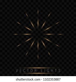 Festive Golden Firework Salute Burst on Transparent Background.Isolated vector fireworks on transparent background.Glowing magic light effect and long trails fire motion, vector art and illustration.
