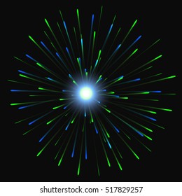 Festive Golden Firework Salute Burst on Transparent Background. Vector illustration