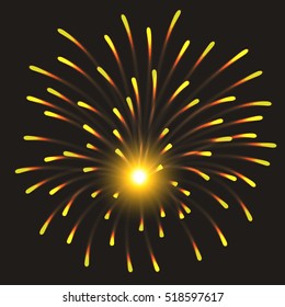 Festive Golden Firework Salute Burst on Transparent Background. Vector illustration