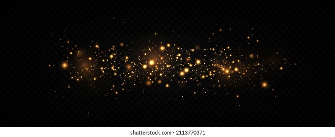 Festive golden luminous background with colorful lights bokeh. Sparkling magical dust particles.