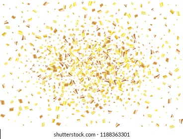 Festive golden rectangle confetti background. Abstract frame confetti texture for holiday, postcard, poster, website, carnivals, birthday and children's parties. Cover confetti mock-up. Wedding card 