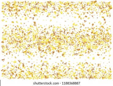 Festive golden rectangle confetti background. Abstract frame confetti texture for holiday, postcard, poster, website, carnivals, birthday and children's parties. Cover confetti mock-up. Wedding card 
