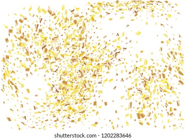 Festive golden rectangle confetti background. Abstract frame confetti texture for holiday, postcard, poster, website, carnivals, birthday and children's parties. Cover confetti mock-up. Wedding card 