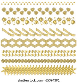 Festive golden vector trim or border collection