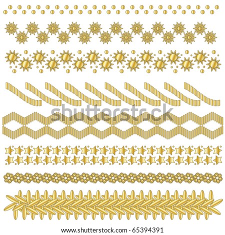 Festive golden vector trim or border collection