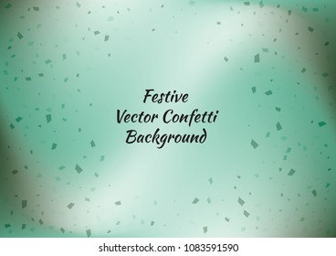 Festive gradient rectangle confetti background. Holographic frame confetti texture for holiday postcard, poster, carnivals, birthday and children's parties. Cover confetti mock-up. Wedding card layout