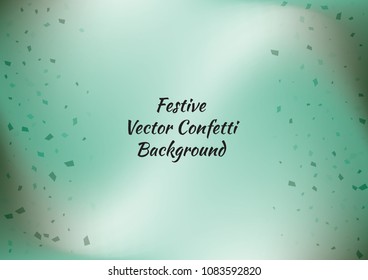 Festive gradient rectangle confetti background. Holographic frame confetti texture for holiday postcard, poster, carnivals, birthday and children's parties. Cover confetti mock-up. Wedding card layout