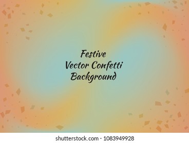 Festive gradient rectangle confetti background. Holographic frame confetti texture for holiday postcard, poster, carnivals, birthday and children's parties. Cover confetti mock-up. Wedding card layout