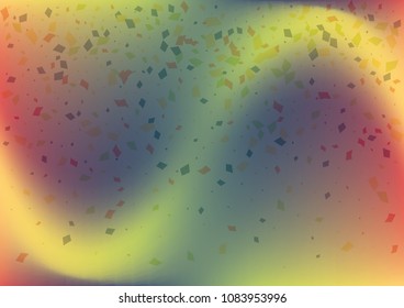 Festive gradient rectangle confetti background. Holographic frame confetti texture for holiday postcard, poster, carnivals, birthday and children's parties. Cover confetti mock-up. Wedding card layout