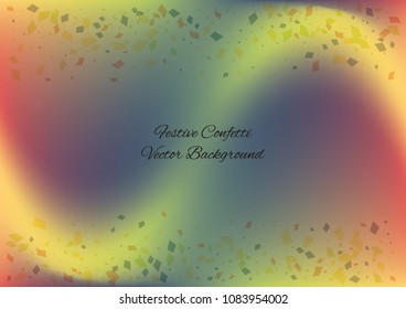 Festive gradient rectangle confetti background. Holographic frame confetti texture for holiday postcard, poster, carnivals, birthday and children's parties. Cover confetti mock-up. Wedding card layout