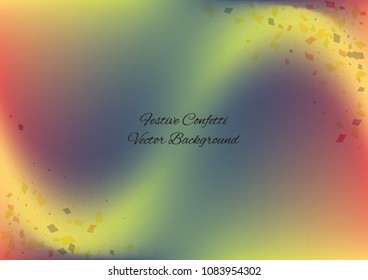 Festive gradient rectangle confetti background. Holographic frame confetti texture for holiday postcard, poster, carnivals, birthday and children's parties. Cover confetti mock-up. Wedding card layout