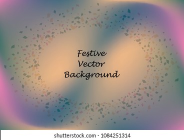 Festive gradient rectangle confetti background. Holographic frame confetti texture for holiday postcard, poster, carnivals, birthday and children's parties. Cover confetti mock-up. Wedding card layout