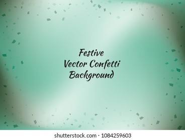 Festive gradient rectangle confetti background. Holographic frame confetti texture for holiday postcard, poster, carnivals, birthday and children's parties. Cover confetti mock-up. Wedding card layout