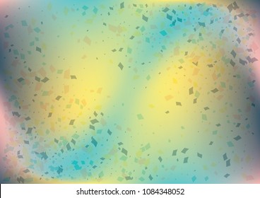 Festive gradient rectangle confetti background. Holographic frame confetti texture for holiday postcard, poster, carnivals, birthday and children's parties. Cover confetti mock-up. Wedding card layout