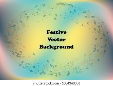 Festive gradient rectangle confetti background. Holographic frame confetti texture for holiday postcard, poster, carnivals, birthday and children's parties. Cover confetti mock-up. Wedding card layout