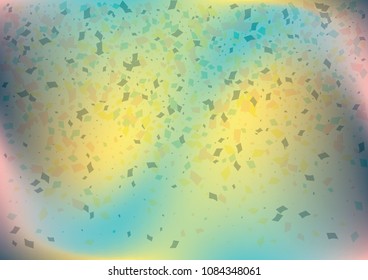 Festive gradient rectangle confetti background. Holographic frame confetti texture for holiday postcard, poster, carnivals, birthday and children's parties. Cover confetti mock-up. Wedding card layout