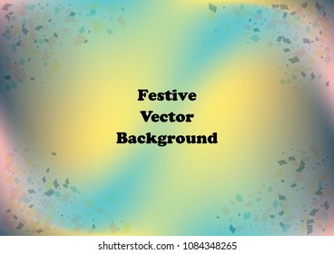 Festive gradient rectangle confetti background. Holographic frame confetti texture for holiday postcard, poster, carnivals, birthday and children's parties. Cover confetti mock-up. Wedding card layout