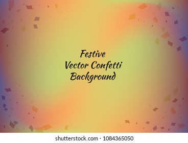 Festive gradient rectangle confetti background. Holographic frame confetti texture for holiday postcard, poster, carnivals, birthday and children's parties. Cover confetti mock-up. Wedding card layout