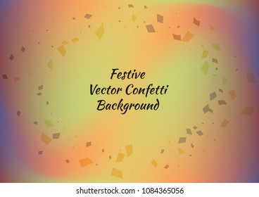 Festive gradient rectangle confetti background. Holographic frame confetti texture for holiday postcard, poster, carnivals, birthday and children's parties. Cover confetti mock-up. Wedding card layout