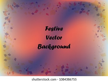 Festive gradient rectangle confetti background. Holographic frame confetti texture for holiday postcard, poster, carnivals, birthday and children's parties. Cover confetti mock-up. Wedding card layout