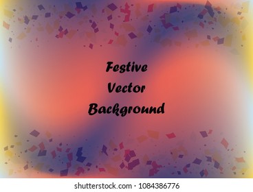 Festive gradient rectangle confetti background. Holographic frame confetti texture for holiday postcard, poster, carnivals, birthday and children's parties. Cover confetti mock-up. Wedding card layout
