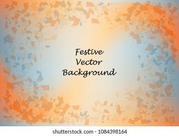 Festive gradient rectangle confetti background. Holographic frame confetti texture for holiday postcard, poster, carnivals, birthday and children's parties. Cover confetti mock-up. Wedding card layout