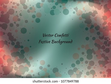 Festive gradient round confetti background. Holographic frame confetti texture for holiday, postcard, poster, carnivals, birthday and children's parties. Cover confetti mock-up. Wedding card layout