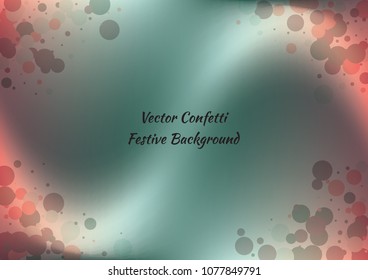 Festive gradient round confetti background. Holographic frame confetti texture for holiday, postcard, poster, carnivals, birthday and children's parties. Cover confetti mock-up. Wedding card layout