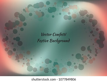 Festive gradient round confetti background. Holographic frame confetti texture for holiday, postcard, poster, carnivals, birthday and children's parties. Cover confetti mock-up. Wedding card layout