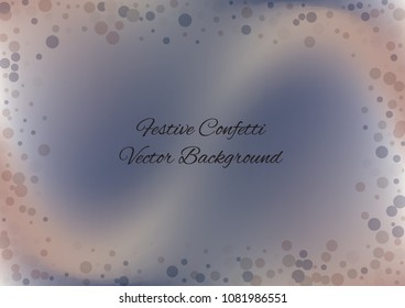 Festive gradient round confetti background. Holographic frame confetti texture for holiday, postcard, poster, carnivals, birthday and children's parties. Cover confetti mock-up. Wedding card layout