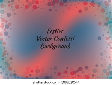 Festive gradient round confetti background. Holographic frame confetti texture for holiday, postcard, poster, carnivals, birthday and children's parties. Cover confetti mock-up. Wedding card layout