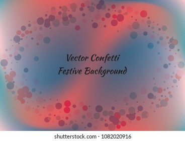 Festive gradient round confetti background. Holographic frame confetti texture for holiday, postcard, poster, carnivals, birthday and children's parties. Cover confetti mock-up. Wedding card layout