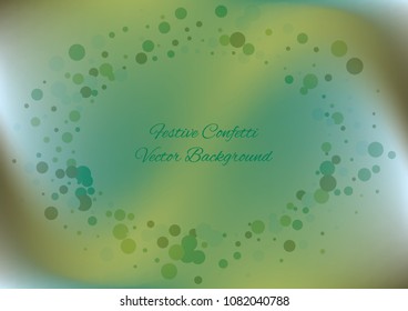 Festive gradient round confetti background. Holographic frame confetti texture for holiday, postcard, poster, carnivals, birthday and children's parties. Cover confetti mock-up. Wedding card layout