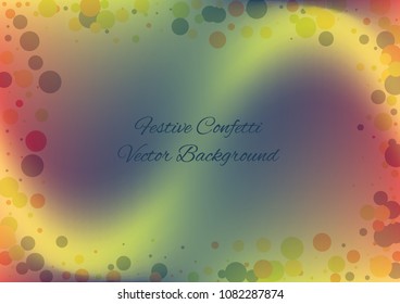 Festive gradient round confetti background. Holographic frame confetti texture for holiday, postcard, poster, carnivals, birthday and children's parties. Cover confetti mock-up. Wedding card layout