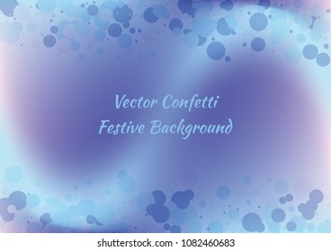 Festive gradient round confetti background. Holographic frame confetti texture for holiday, postcard, poster, carnivals, birthday and children's parties. Cover confetti mock-up. Wedding card layout