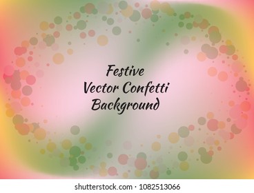 Festive gradient round confetti background. Holographic frame confetti texture for holiday, postcard, poster, carnivals, birthday and children's parties. Cover confetti mock-up. Wedding card layout