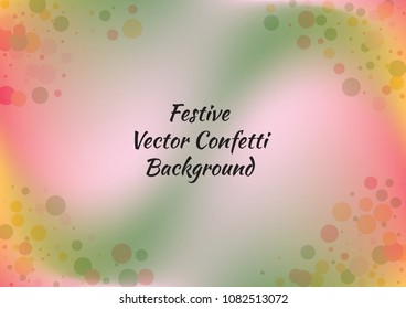 Festive gradient round confetti background. Holographic frame confetti texture for holiday, postcard, poster, carnivals, birthday and children's parties. Cover confetti mock-up. Wedding card layout