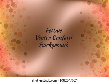 Festive gradient round confetti background. Holographic frame confetti texture for holiday, postcard, poster, carnivals, birthday and children's parties. Cover confetti mock-up. Wedding card layout