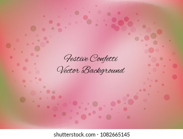 Festive gradient round confetti background. Holographic frame confetti texture for holiday, postcard, poster, carnivals, birthday and children's parties. Cover confetti mock-up. Wedding card layout