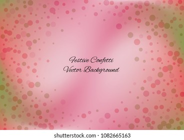 Festive gradient round confetti background. Holographic frame confetti texture for holiday, postcard, poster, carnivals, birthday and children's parties. Cover confetti mock-up. Wedding card layout
