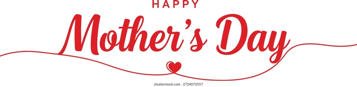 Un Diseño gráfico festivo con el texto "Feliz Día de la Madre" en rojo con un corazón y Elementos florales