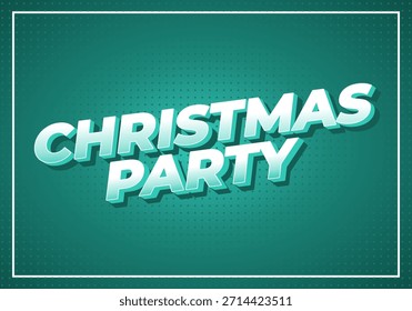 Un Diseño gráfico festivo con las palabras Fiesta de Navidad en negrita, tipografía 3D sobre un fondo verde azulado con un patrón de puntos.