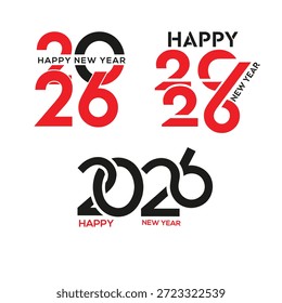 Diseño gráfico festivo con el año 2026 y texto de feliz año nuevo