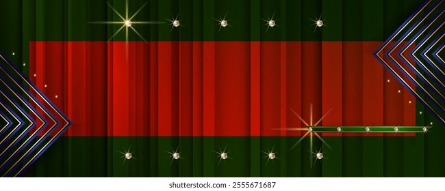Festive Green background Christmas gold design black background or Wedding Birthday abstract shiny color golden